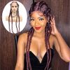 4 Braids Wine Red Lace Front Wigs Burgundy Box Braids Hairstyles Braided with Baby Hair Xpression Braiding Heat Resistant Fiber Wigs for Women 30 Inches