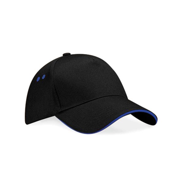Beechfield B015CBRO-Whi Ultimate 5-Panel Sandwich Peak Mütze, Schwarz, Einheitsgröße