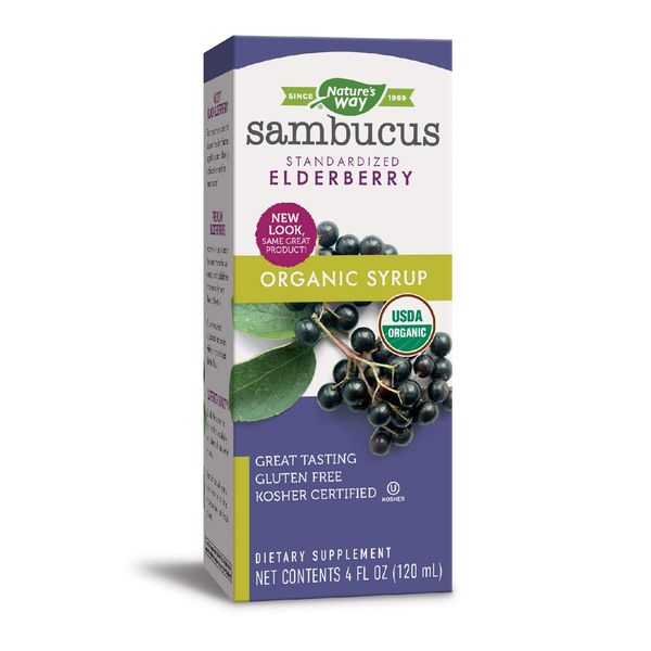 Nature's Way Sambucus Elderberry Organic Syrup, Traditional Immune Support*, 4 Ounce