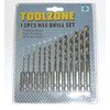Toolzone 13Pc Titanium Coated Drills 1/4" Hex Shank
