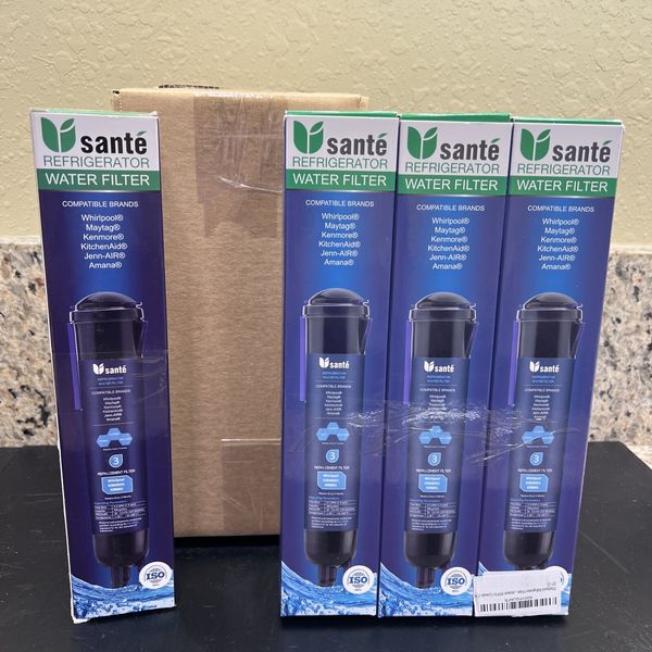 4 Pack Sante Model 3 Refrigerator Replacement Water Filter Fits Kenmore 46-9020
