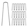 Garden Pegs 50pcs Sturdy Galvanised Steel Ground Stakes 6" U-Shape Trapezoidal-Head Metal Weed Membrane Pegs Sheet Turf Fake Artificial Grass Pins Staple Hook Spike Anchor Fencing Netting Landscaping