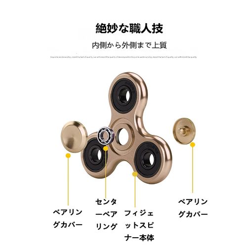 SHULLIN Spinner Aluminum Alloy Hand Spinner Stainless Steel Bearing Stress Reliever Killing Time Stress Relief Killing Time Kids Toy (Gold)