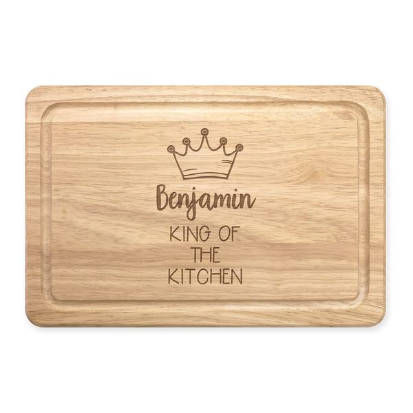 Personalised Name King of The Kitchen Rectangular Wooden Chopping Board Custom