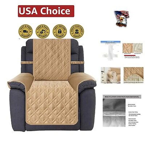 Waterproof Nonslip Recliner Chair Cover with Pet-Friendly Design - Sand, 23"