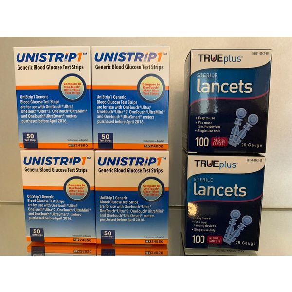 UniStrip Glucose Test Strips 200 ct Generic For One Touch Ultra PLUS 200 Lancets