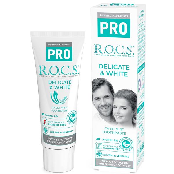 R.O.C.S. Rocks PRO Delicate & White Sweet Mint, Total Care, Enzyme Filled Whitening Toothpaste, 3.3 oz (94 g)