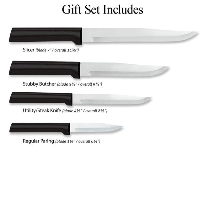 Rada Cutlery Utility Steak Knives Gift Set Stainless Steel Knife Made in  the USA, Set of 6, Black Handle