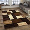 Champion Rugs Square Pattern Brown Area Rug Box Pattern Modern (5’ X 7’)