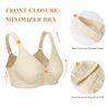 DotVol Women's Full Figure Front Closure Wirefree Jacquard Back Support Posture Bra(Beige,34D)