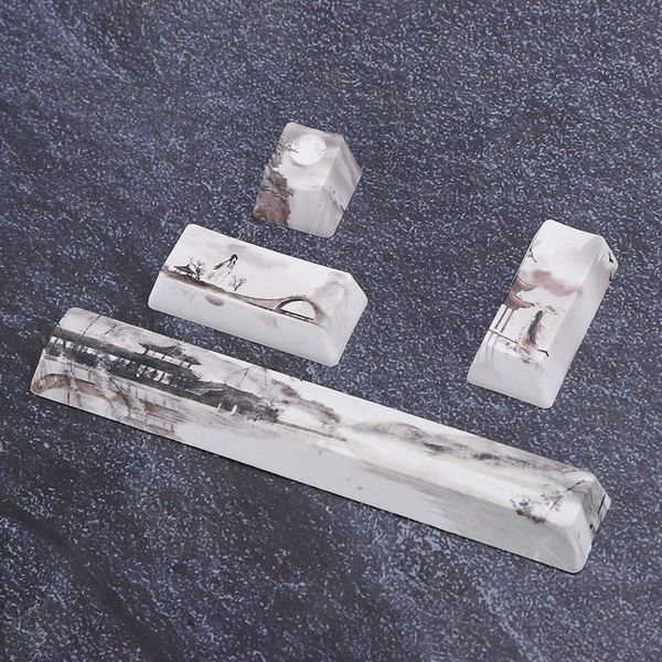 Yctze Keycaps Spacebar, Landscape Pattern DIY Keycaps SpaceEScEnterNumpad Enter Keycap for Mechanical Keyboards(Landscape Pattern, 4Pcs)