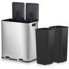 2×8 Gal Dual Trash Can Double Compartment Trash Garbage Can for Kitchen Silver