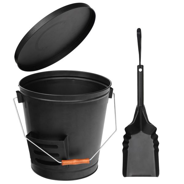 5 Gallon Fireplace Ash Bucket with Shovel for Fire Pit Hold with Handle