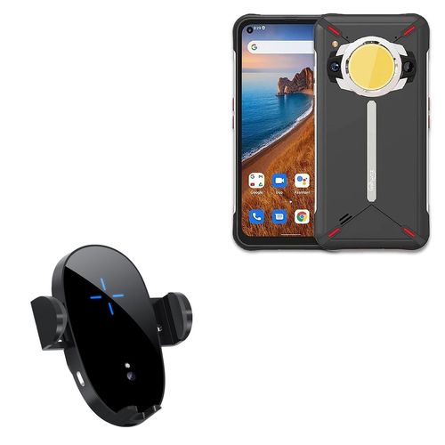 BoxWave Car Charger Compatible with Unihertz Golden Eye - Wireless Charging Auto Mount (15W), Qi Wireless Car Charger Stand Mount Air Vent - Black