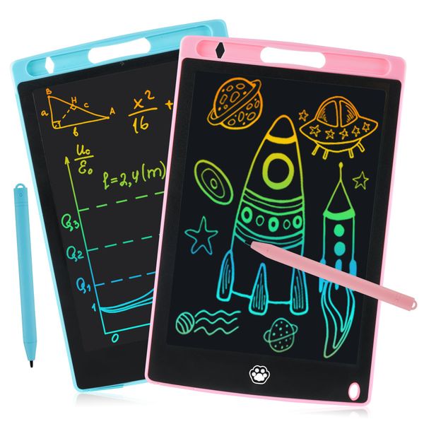 2 Pack LCD Writing Tablet, Electronic Drawing Writing Board, Erasable Drawing Doodle Board, Doodle Pad Toys for Kids Adults Learning & Education, 8.5IN(Blue+Pink)