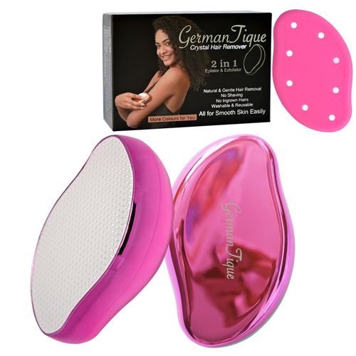 Germantique Crystal Hair Eraser,Natural Crystal Hair Remover,Reusable Painless Nano Glass Hair Removal Device without Shaver,Gentle Crystal Epilator and Exfoliator for Soft Silky Skin(Hot Pink)