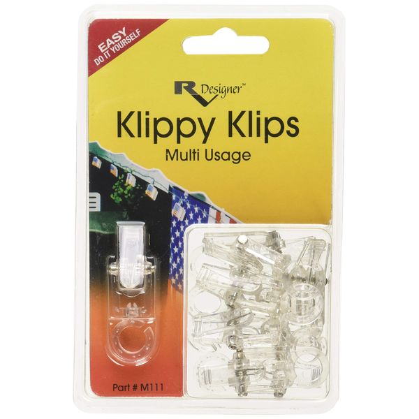 RV Designer M111, Klippy Klips Awning Clips, Light Hangars, 10 Per Pack,Clear