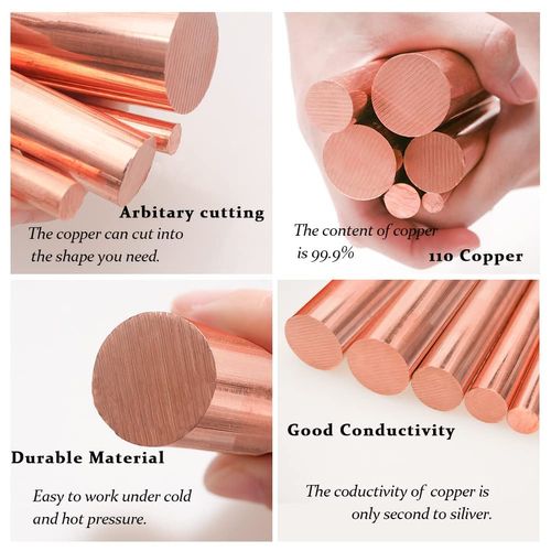 Tynulox 1Pcs Pure Copper Round Rod 5/16"(8mm) Dia 12" Length Bare Copper Cu Metal Rod for Metal Craft Hobbies