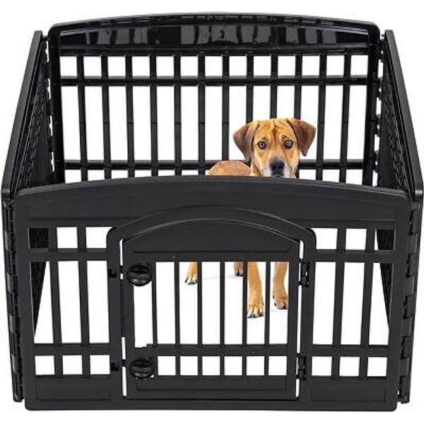 4 Panel Portable Exercise Cage Door Plastic Dog Pet Playpen Crate Animals Fence