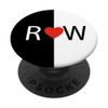 R love W letters Heart Black & White monogram initial design PopSockets Swappable PopGrip