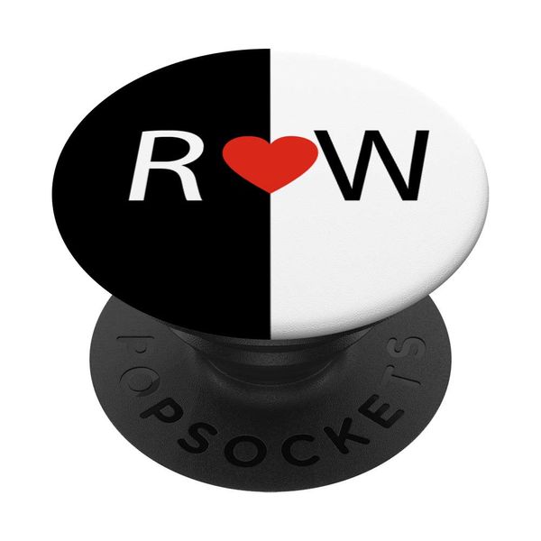 R love W letters Heart Black & White monogram initial design PopSockets Swappable PopGrip