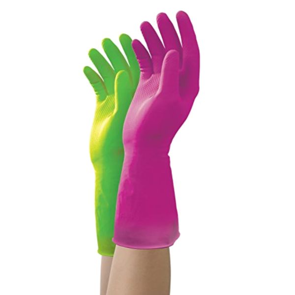 Mr. Clean 243093 Duet Reusable Latex Gloves, Medium, 3 Packs of 2 Pairs/2 Colors- 6 Pairs Total