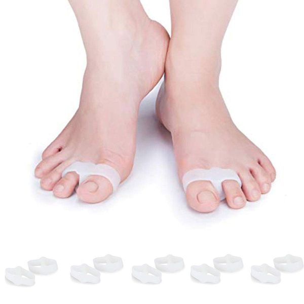 PEDIMEND Silicone Gel 2-Holes Toe Separators - Hallux Valgus/Bunion Corrector - for Overlapping Toes/Hammer Toes - for Men and Women - Foot Care - (Five Pairs)