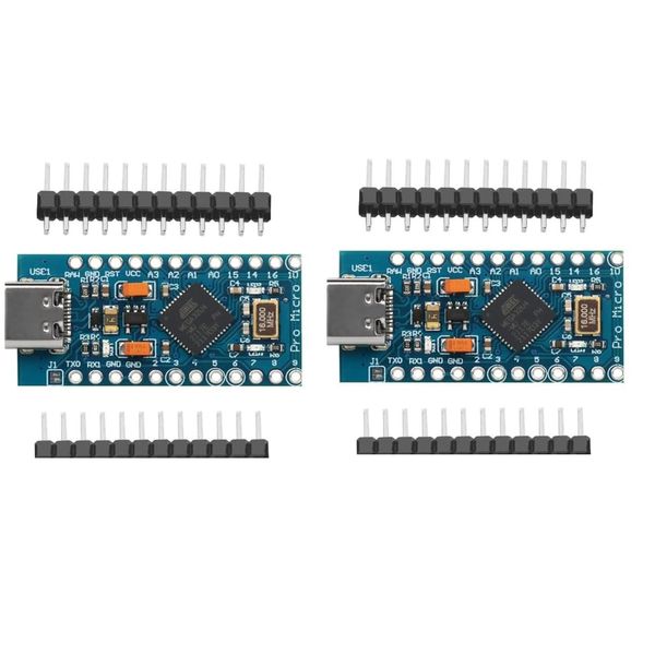 DUBEUYEW 2Pcs Pro Micro Module Board with 32U4 5V/16MHz microcontroller For Arduino, with USB Type-c