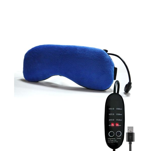 PJYU Augenmaske Wärmend Elektrisch, Beheizbare Wärmebrille Augenkompresse mit Leinsamen zur Linderung von Blepharitis, Trockene Augen, Augenringen und Gerstenkorn, Waschbar (Dunkelblau)