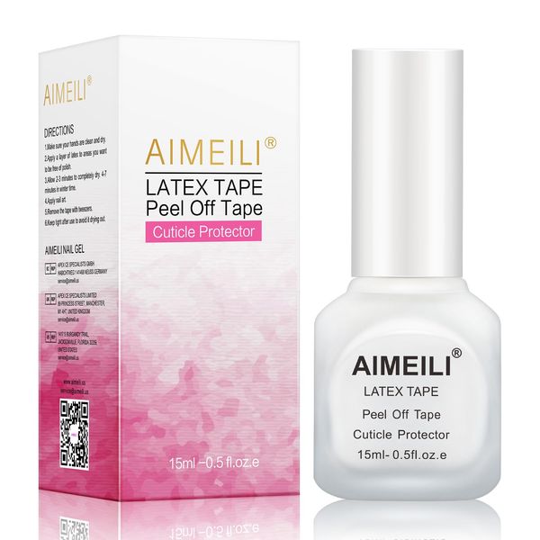 AIMEILI Liquid Latex Tape Peel Off Unghie Lattice Gel Smalto Rimovibile Pellicola Antisbavature per Nail Art Stamping Protezione delle Dita e Pelle, 15ML