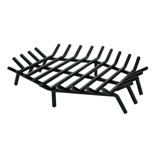 UniFlame Fireplace Grate Black Cast Iron Bar Hexagon Shape 27 in. W x 7 in. H