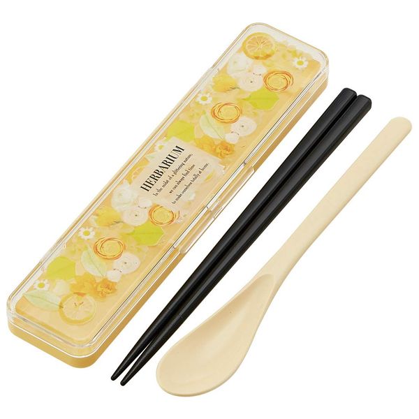 Skater CCS3SA Herbarium Yellow Chopsticks and Spoon Set, Made in Japan