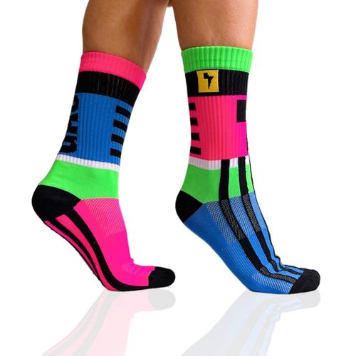 Inshock Barcelona Sports Socks for Men and Women - Ideal Socks for Running, Basketball, Cycling and Padel, Gas blue-fuchsia, 43 - 46