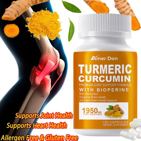 Turmeric Curcumin Highest Potency 1950mg & BioPerine Black Pepper Extract 120Pcs