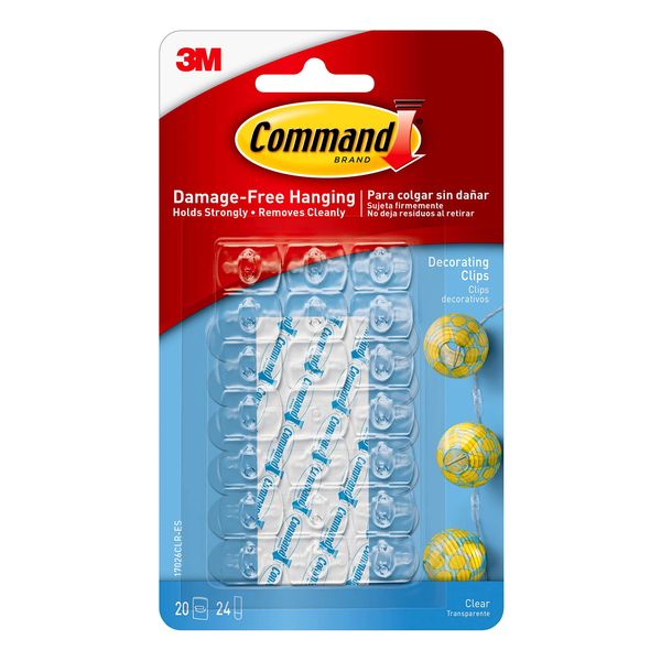 Command Decorating Clips, Clear, 20-Clip, 6-Pack