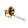 Schooner Co. Solid Polished Brass 4" Nautical Ship Bell Replica with Hinged Hanging Bracket and Braided Rope Clapper Handle