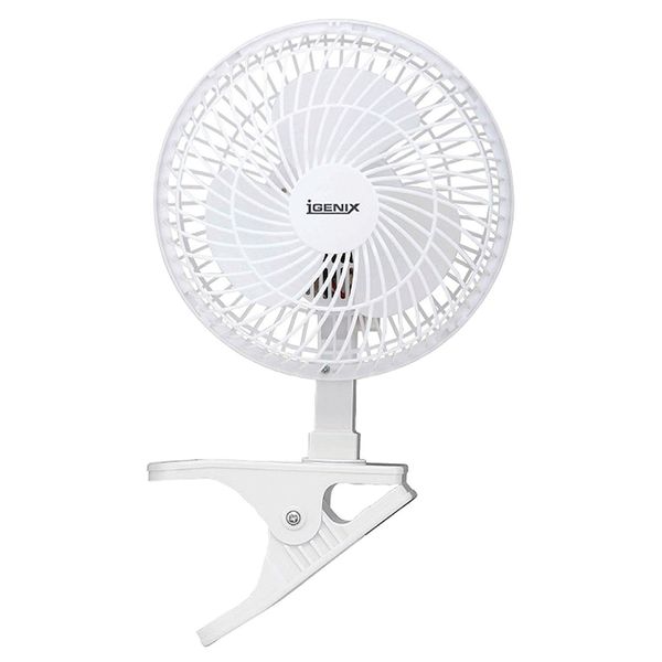 Igenix DF0006 Clip on Desk Fan, 6 Inch, 2 Speed, Quiet Operation, Ideal for Home and Office Use, Portable Clip Fan, Adjustable Tilt Angle, Mesh Grill, White