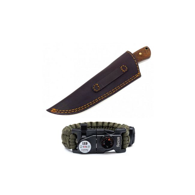 BNB Knives Drop Point Classic Utility Hunter Knife and Paracord Bracelet