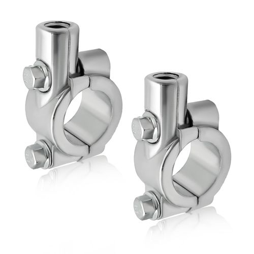 Sylvil 2 PCS Motorcycle Handlebar Mirror Mount Holder, Aluminum 7/8" Mirror Thread Mount Clamp, Handlebar Rearview Mirror Adapter for ATV Scooter, Universal Motorcycle Accessories (10mm Silver)