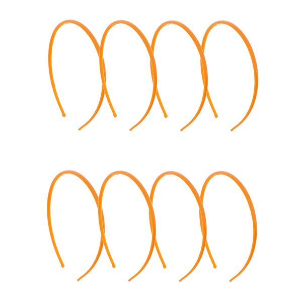 Thin Plastic Headband - Set of 8-Neon Orange