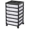 Scrapbook Rolling Storage Cart 6-Tier Large Capacity with 6 Clear Cases Black