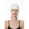 ZLYC Women's Beanie Hat with Flowers Elastic Chemo Hat, Flowers white, Einheitsgröße