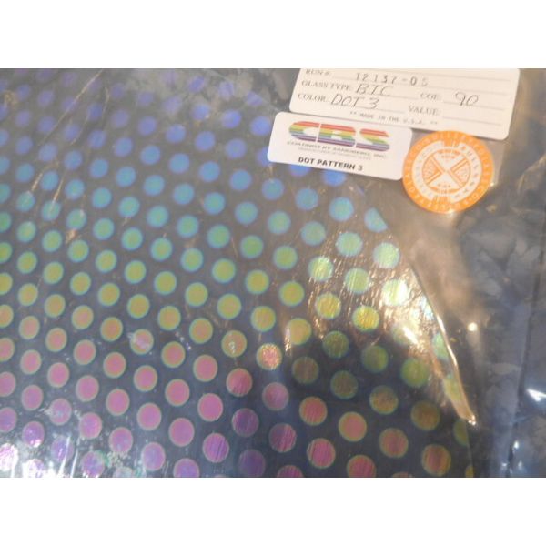 Dichroic Glass:CBS 90 COE Dot #3 Pattern on Thin Clear- 3"Sq