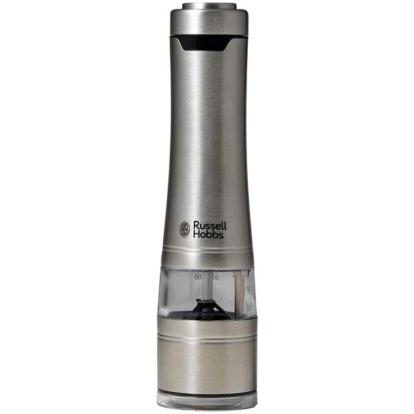 Russell Hobbs 7921JP Electric Salt & Pepper Mill, Spice Grinder, Coarse to Fine Grind, Handy Size, One Handed Operation