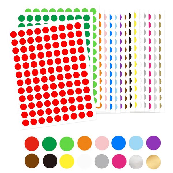 Dot Stickers，20 Pcs Coloured Sticker Dots，20mm Self Adhesive Circle Spot Stickers Labels，Easy Peel Assorted colours Sticky Dots for Colour Coding Calendar Scrapbooks & Organising