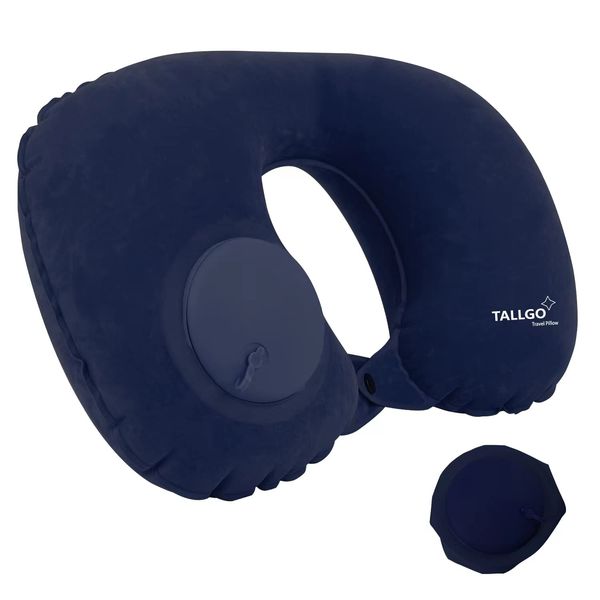 TALLGO Inflatable Travel Pillow, Neck Pillow for Travel, Inflatable Neck Pillow for Travel, Plane Pillow, Blow Up Pillow, Airplane Pillow for Neck, Waist, Back and Camping Cushion (Dark Blue) (TG14)