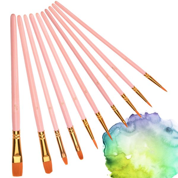 Chisafly Flat Brushes, Paint Brushes, Nylon, Art Supplies Brushes, Watercolor Brushes, Painting Brushes, Elementary School Students, Kids, Round Brushes, Art Paint Brushes, Face Brush Set, 10 Piece