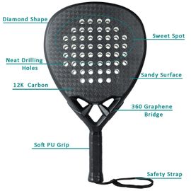 Kevlar Paddle Racket Mens Racquet Carbon Fiber Eva Soft Sand Grip Surface  Tennis Padel