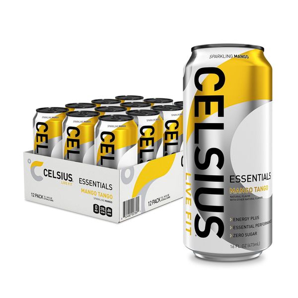 CELSIUS Mango Tango Functional Performance Energy Drink 16Fl Oz Can (Pack of 12)