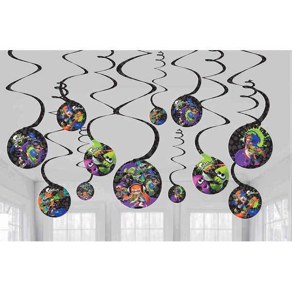 amscan Splatoon Hanging Swirl Decorations Value Pack- 12 pcs.